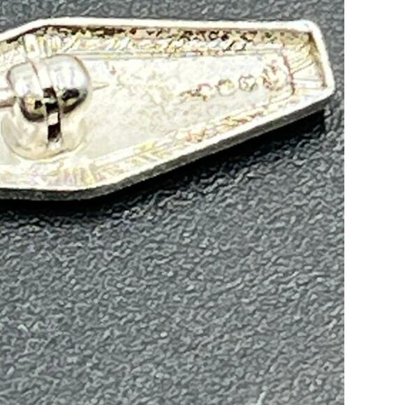 Signed Sterling Silver Vintage Mini Decorated Handle Condiment Spoon Brooch - Picture 6 of 11